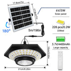 SolarHalo | 228 LED Solar Ceiling Lamp | 360° Light Angle | With Remote Control & Motion Sensor | 4400mAh Battery