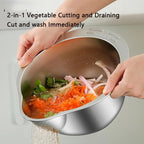 All-in-One Stainless Steel Kitchen Drain Slicer Bowl