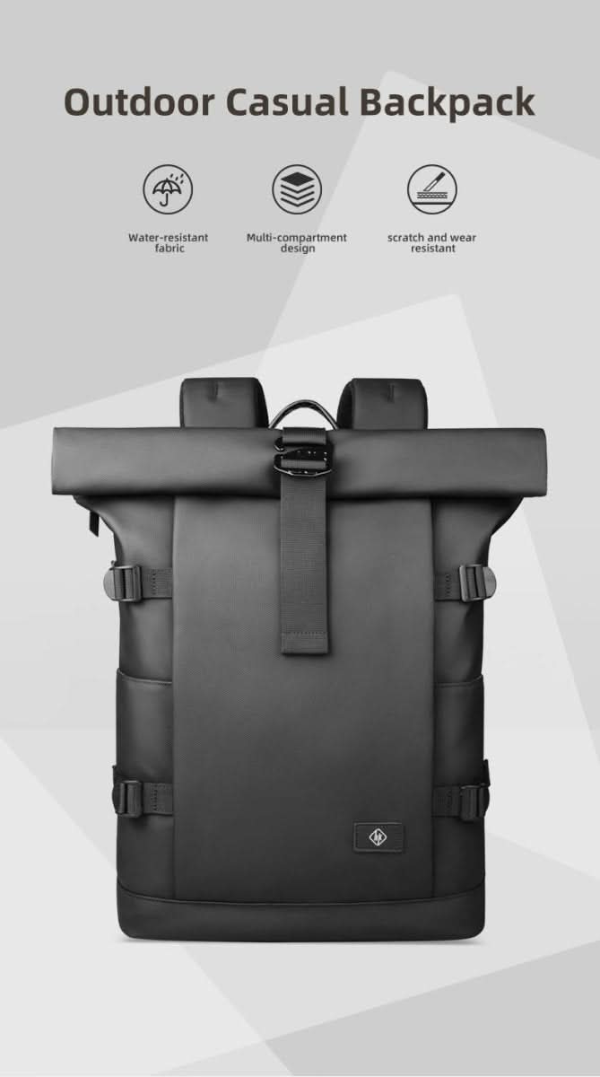 Expandable outdoor backpack with large volume & laptop compartment