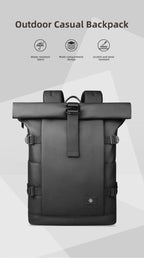Expandable outdoor backpack with large volume & laptop compartment