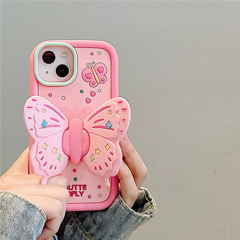 Lovely 3D Folded Butterfly Shockproof iPhone Case