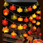 GlowHarvest Halloween String Lights | LED Pumpkin & Maple Leaves | 1.5m / 3m | Warm White