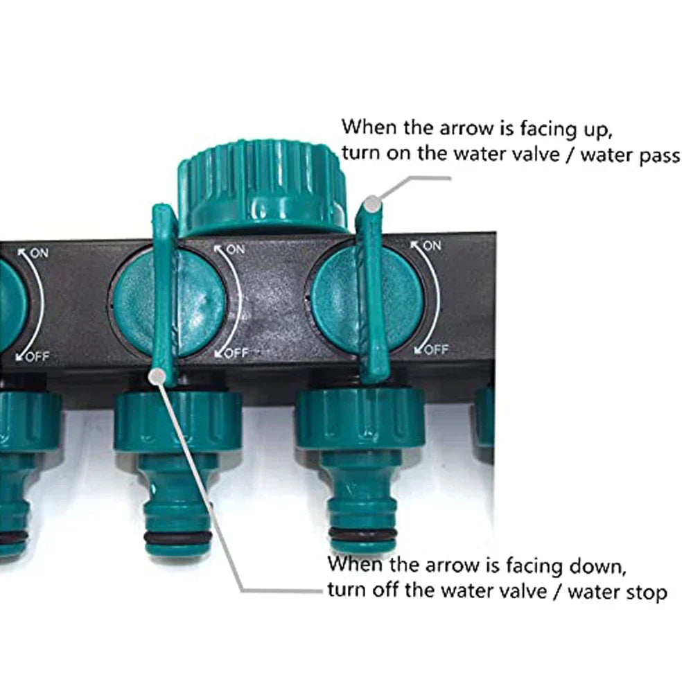 AquaSplit 4-Way Distributor | For ½", ¾", 1" Threads | Robust Design | Green-Black