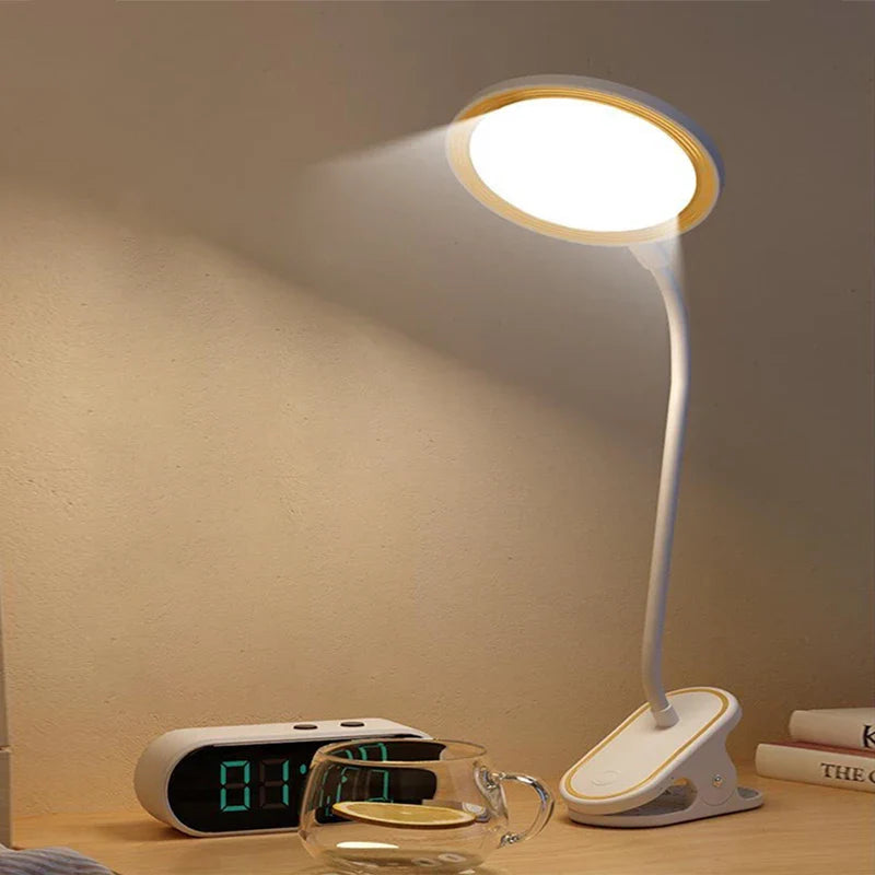 ClipLuma LED Table Lamp | USB Rechargeable | 3 Brightness Levels | Eye-Friendly | With Clip Mount