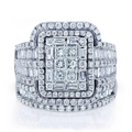 Elegant Silver-Toned White Crystal Bridal Ring Set for Women