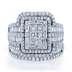 Elegant Silver-Toned White Crystal Bridal Ring Set for Women