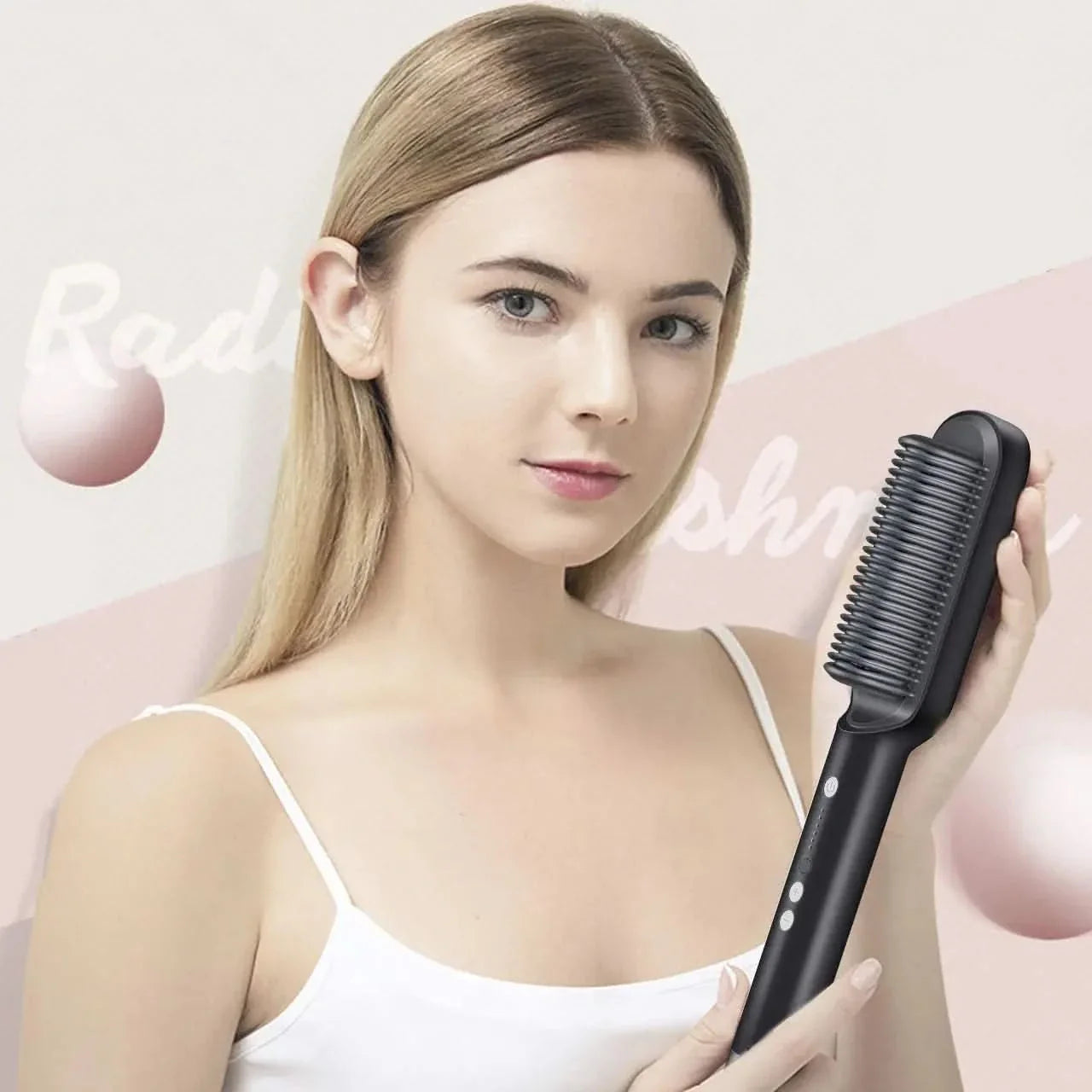 Professional hair straightener with tourmaline ceramic for shiny styling