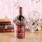 Christmas bottle cover with fur collar – festive cover for wine bottles, gnome decoration for Christmas, perfect as gift wrapping