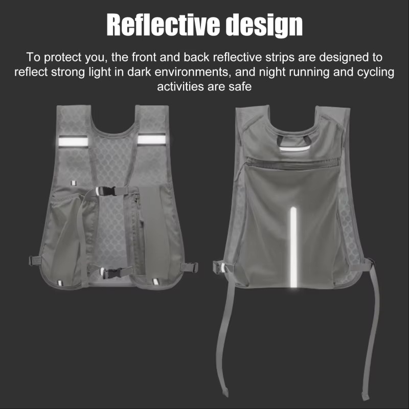Running Hydration Vest With Reflective Strips And Breathable Mesh Design