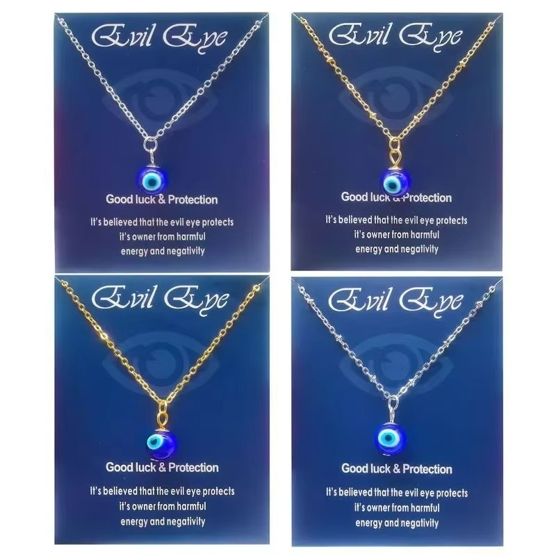 Blue Evil Eye Clavicle Necklace in Stainless Steel