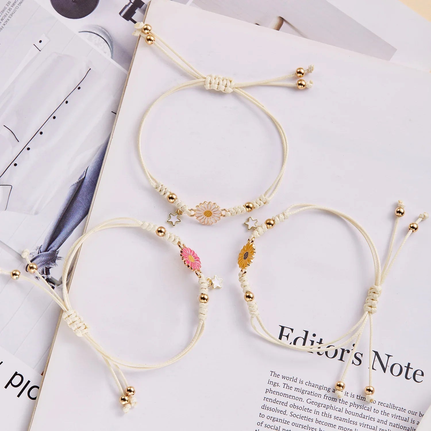 Braided Feminine Flower Star Bracelet