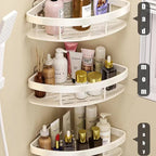 AquaSpace Pro | Corner Shower Shelf Without Drilling | Aluminum | Rust-Free & Load-Bearing | Bathroom Shelf in Black, White, Silver or Black-Gold