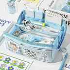 Pencil case KIDZORA CrystalBag | Transparent & Versatile | 10-pocket design | Large capacity for school & leisure
