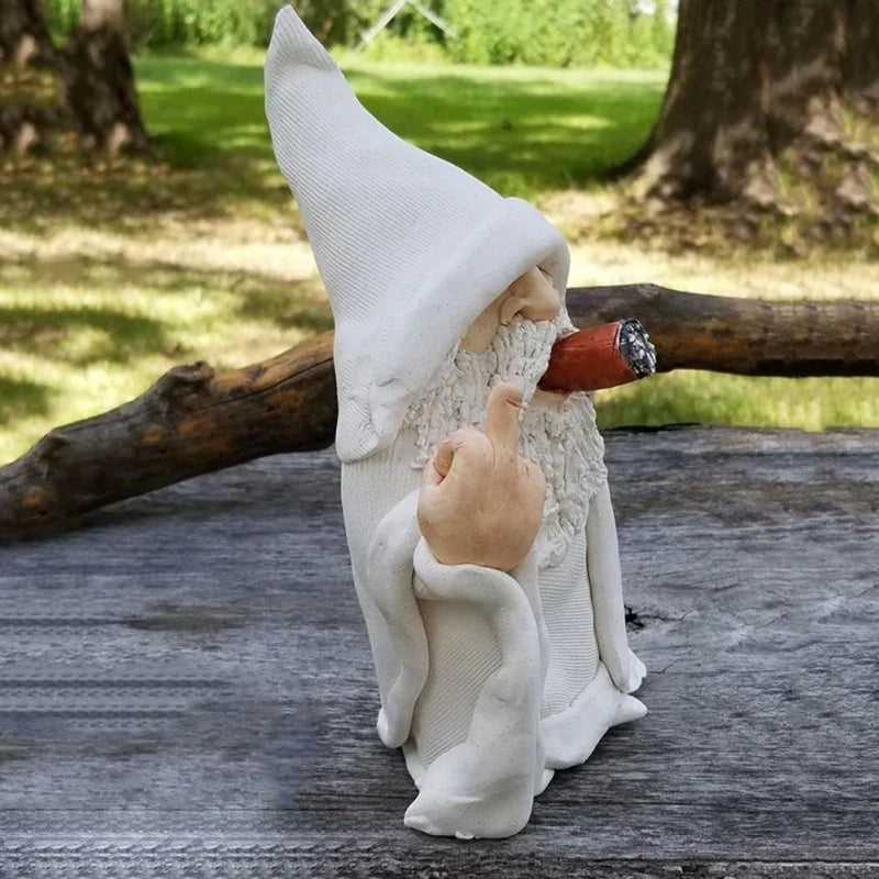 Angry Middle Finger Garden Gnome Decor