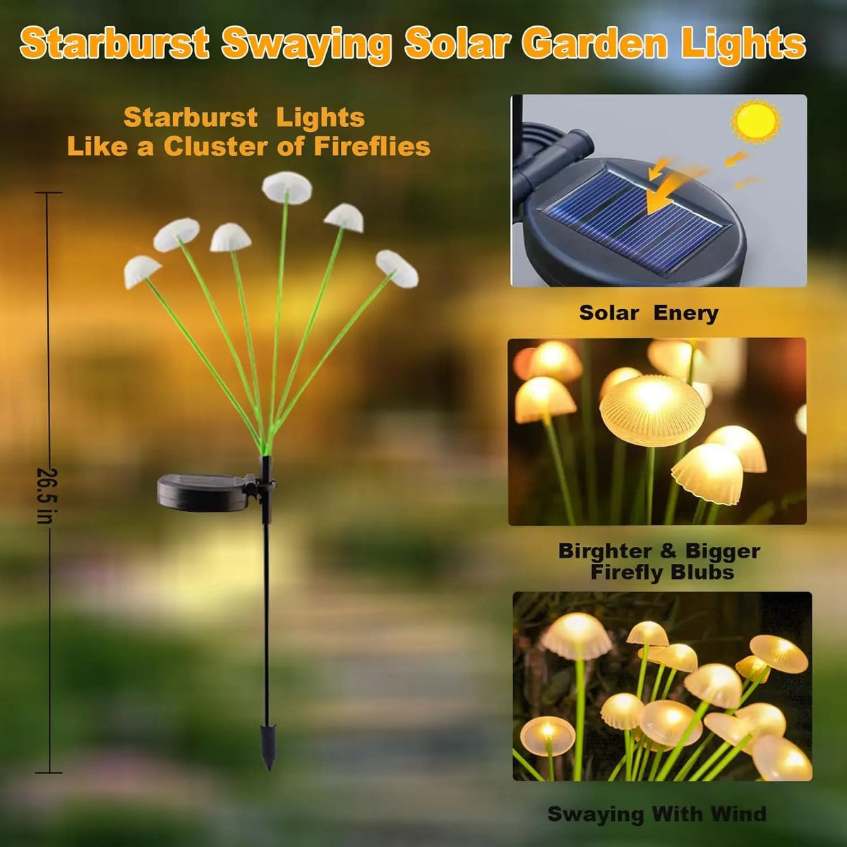 MushGlow Solar Garden Lights | Jellyfish & Mushroom Design | Solar Powered & Weatherproof