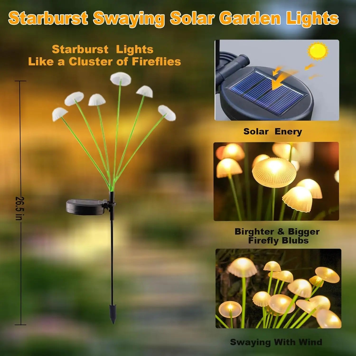 GlowPilz Solar Garden Light 6 LEDs | Jellyfish & Mushroom Design | For Garden, Terrace & Outdoor Areas