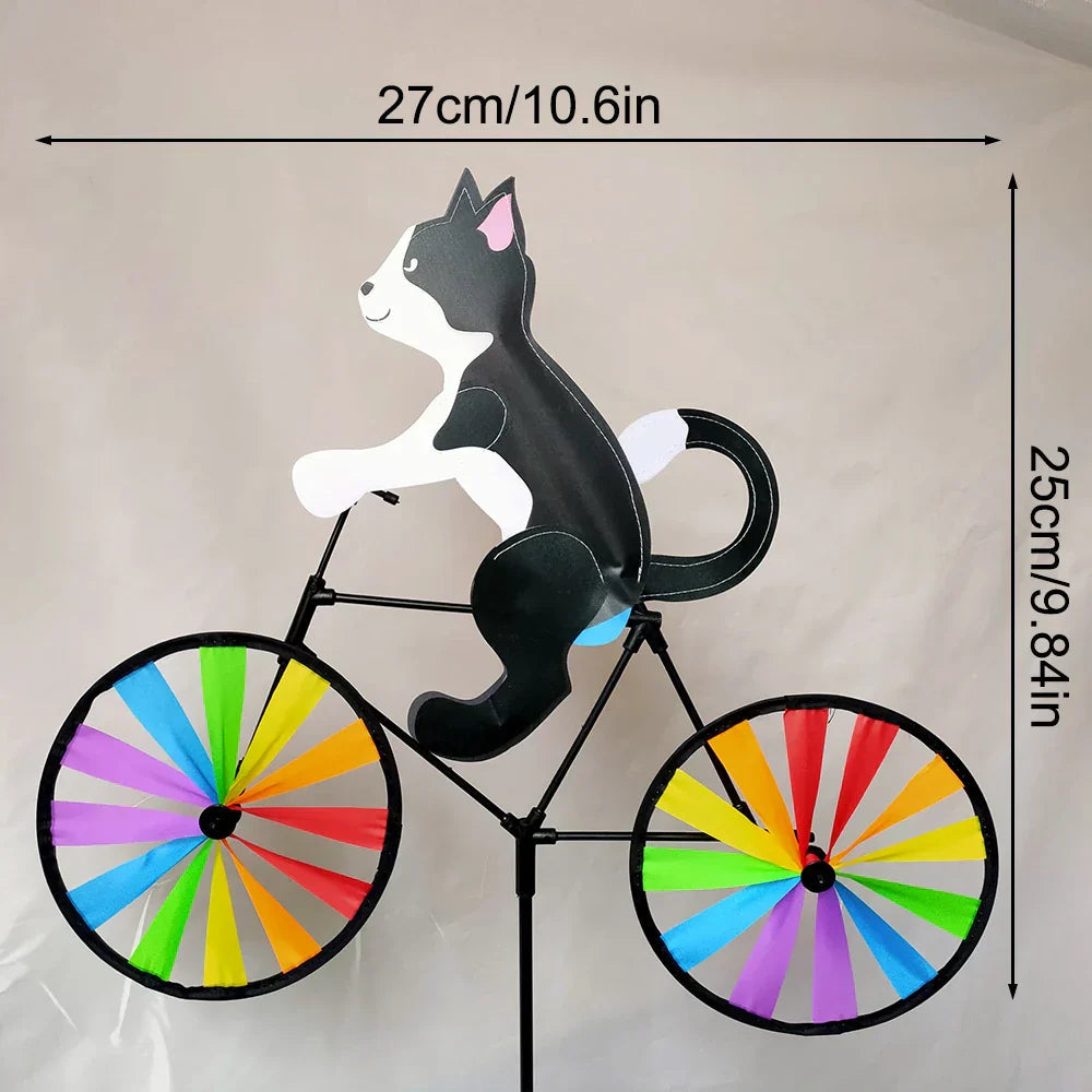Rainbow Bicycle Cat Garden Decor