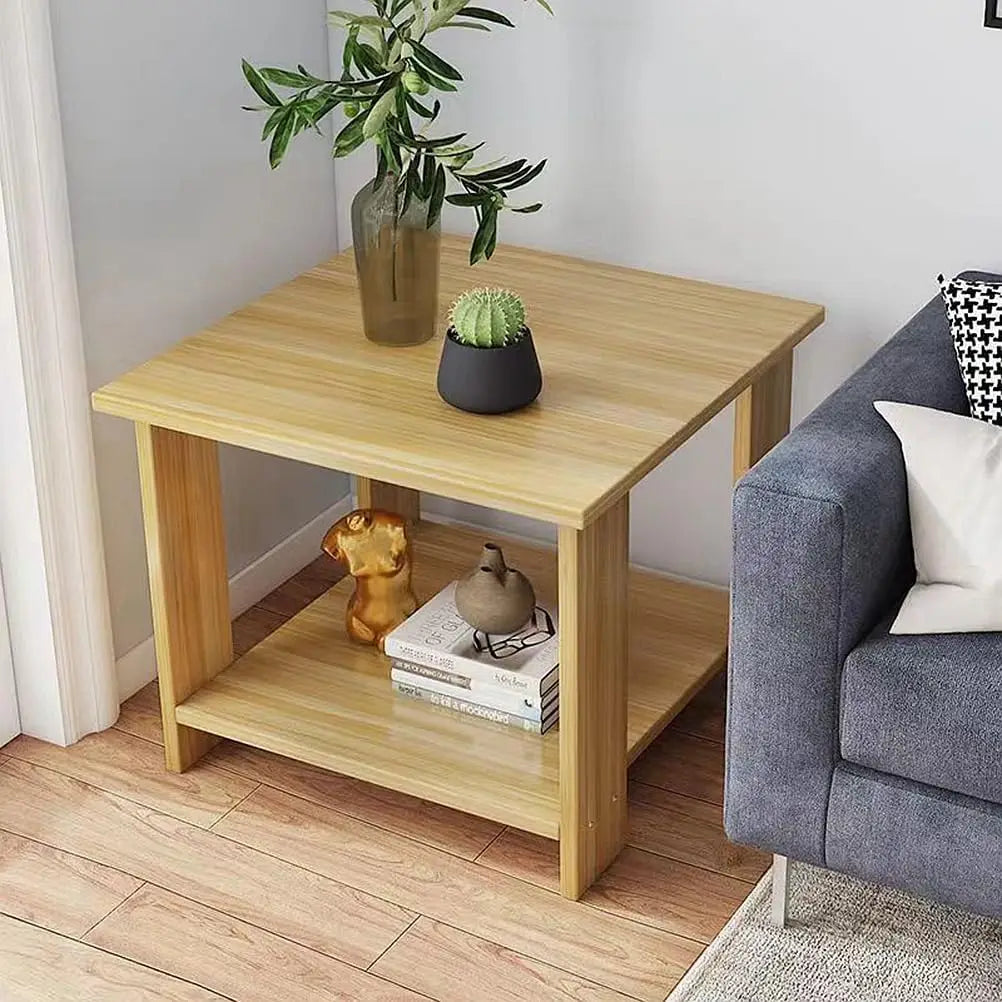 Solid Wooden Nightstand with Two Layers in Modern Design
