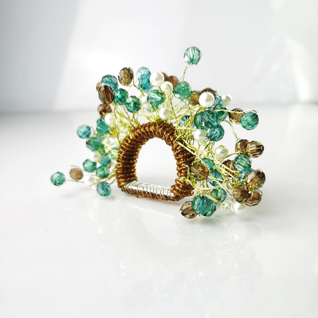 Colorful Acrylic Bead Napkin Ring Set of 4