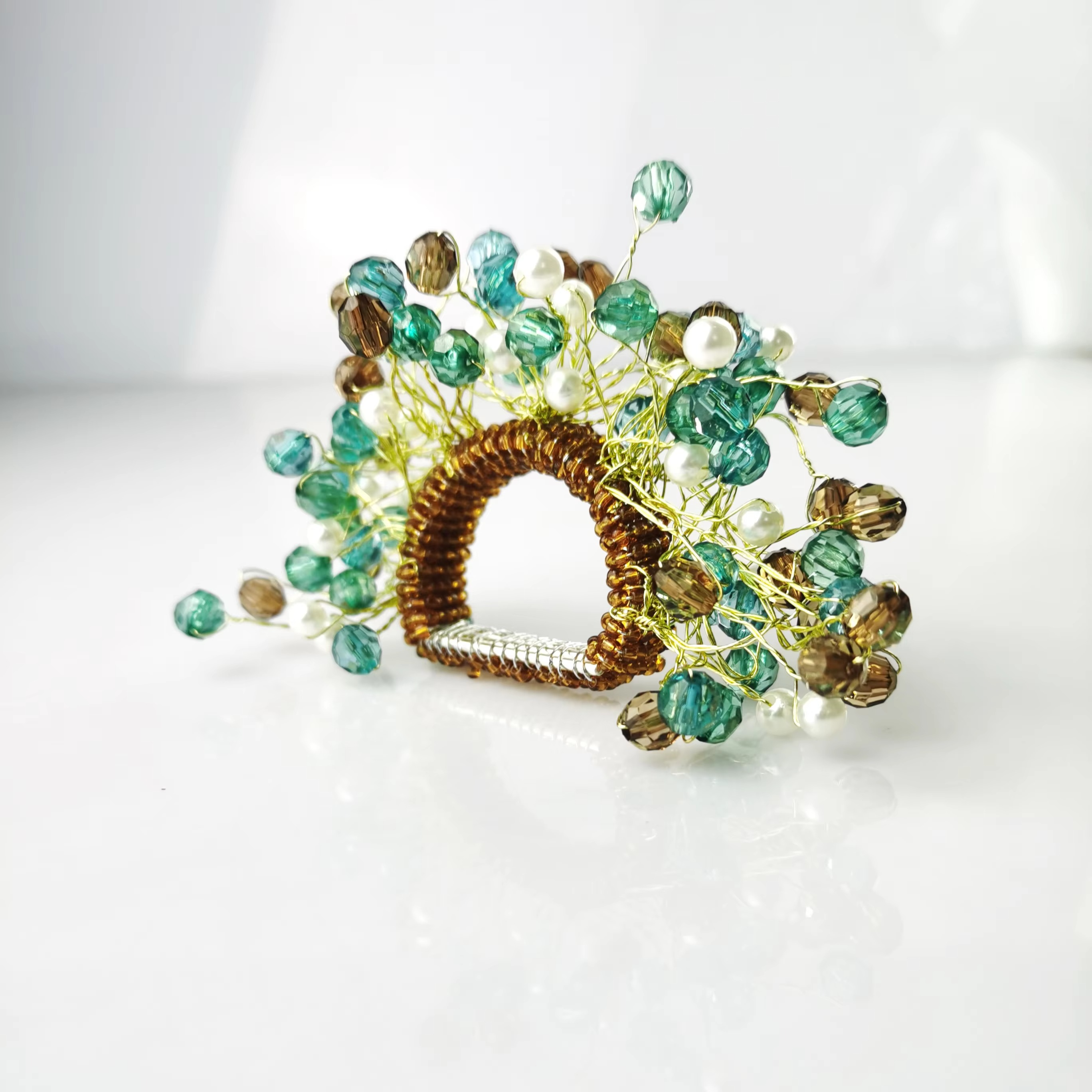 Colorful Acrylic Bead Napkin Ring Set of 4
