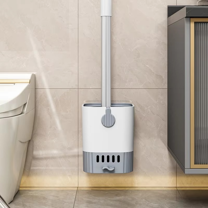 Wall-Mounted Flexi-Handle Toilet Brush with Modern Holder
