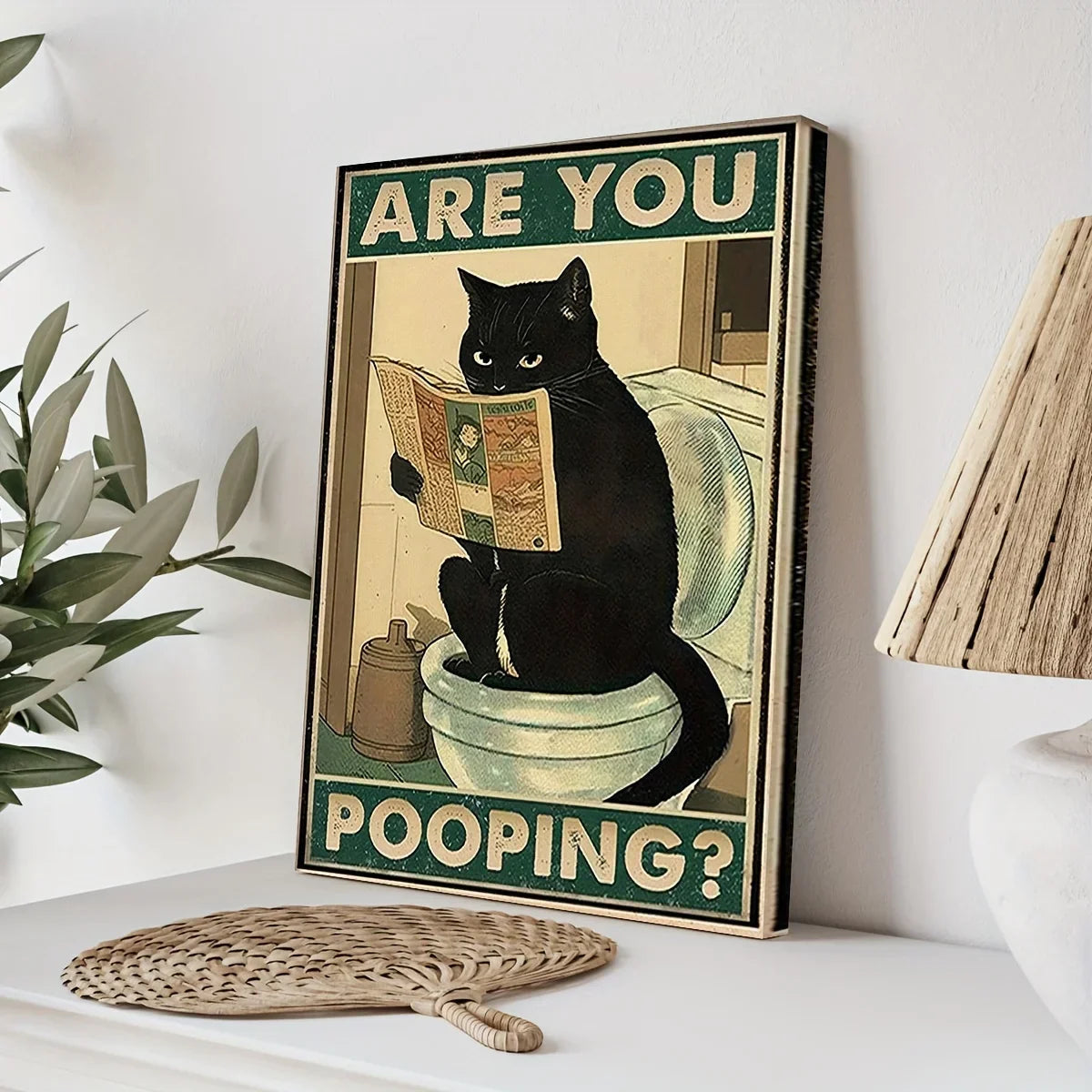 Vintage poster cat for living room and bathroom