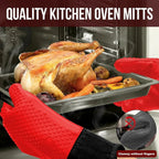 Griptermo Silicone Grill Gloves | Heat Resistant up to 260 °C | Non-Slip & Waterproof | With Cotton Lining