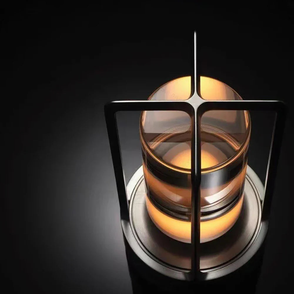 Rechargeable wireless table lamp with crystal glass - Portable LED light for indoor and outdoor areas