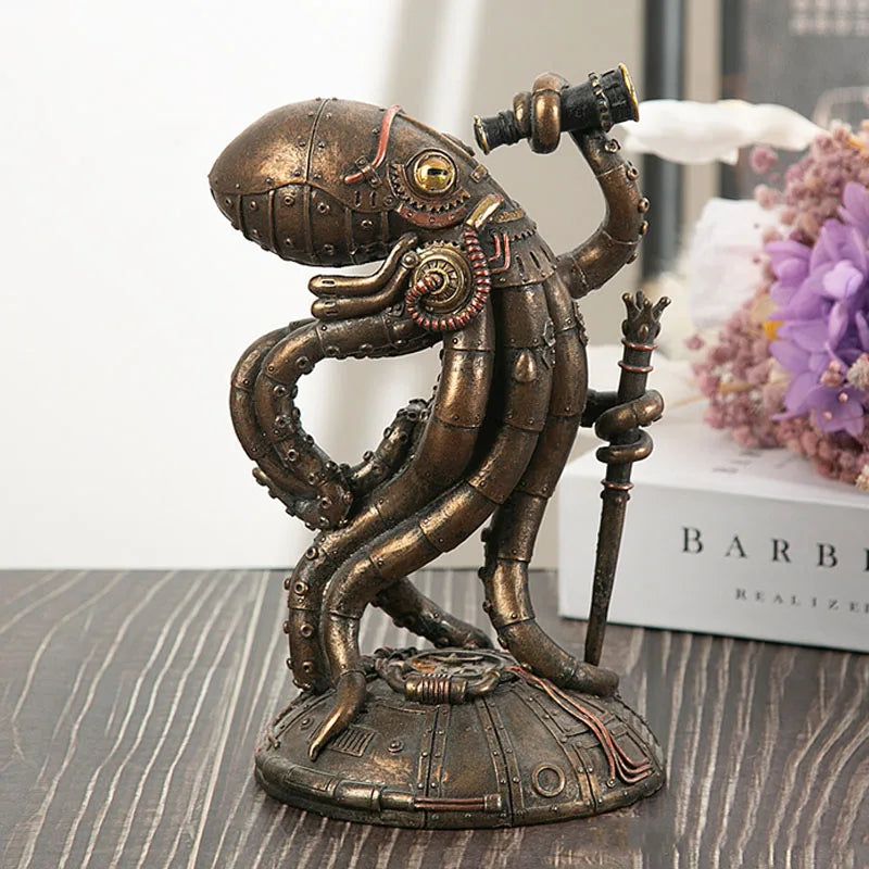 Steampunk Octopus Mechanical Traveler Figurines Home Decors