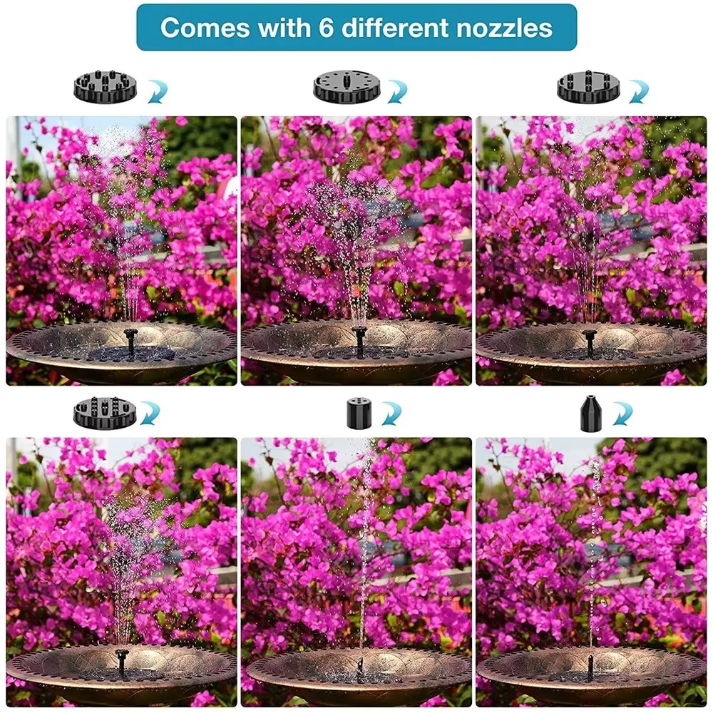 Solar Powered Water Fountain Pump for Bird Baths, Ponds, and Garden Decoration