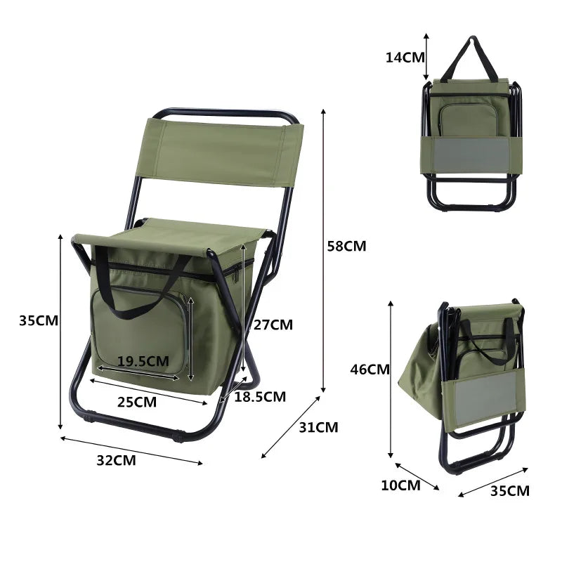 Built-in Cooling Bag Portable Folding Outdoor Stool