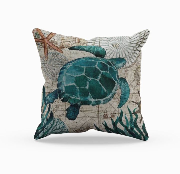 Cushion with Sea Life Motif for Decoration