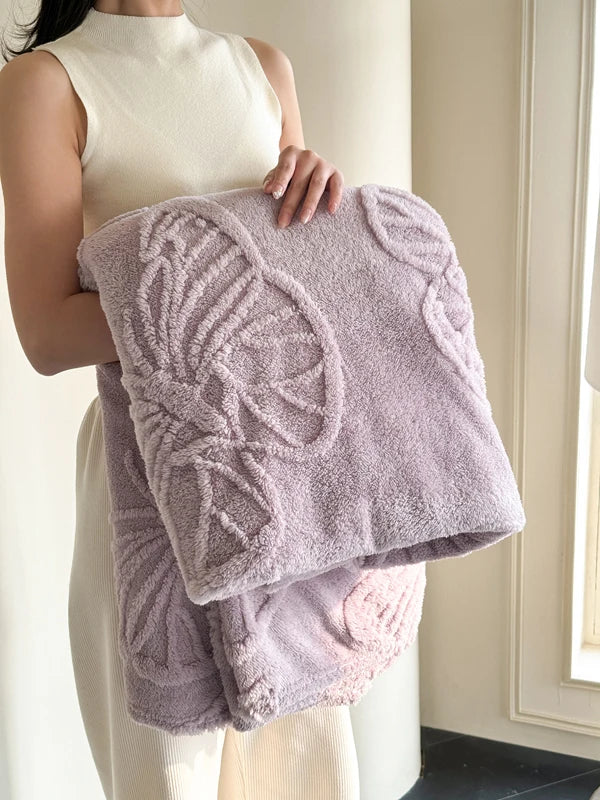 Fleurière Flannel Blanket | 3D Butterfly Design | Soft & Warming | For Bed, Sofa & Camping