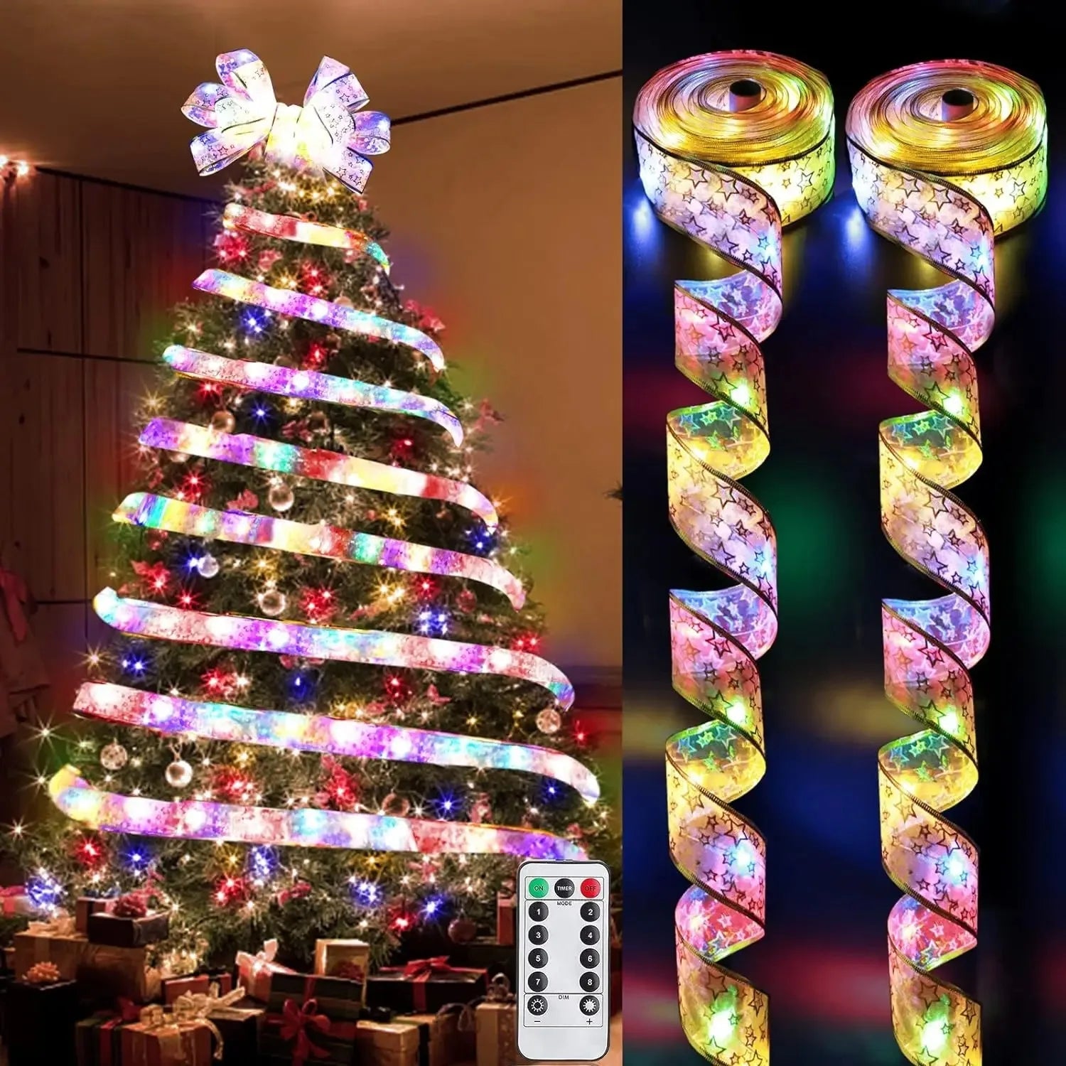 Lumibelle | Christmas ribbon with light chain | LED ribbon light | For tree, window & table decoration | Warm white | Christmas & New Year 2026
