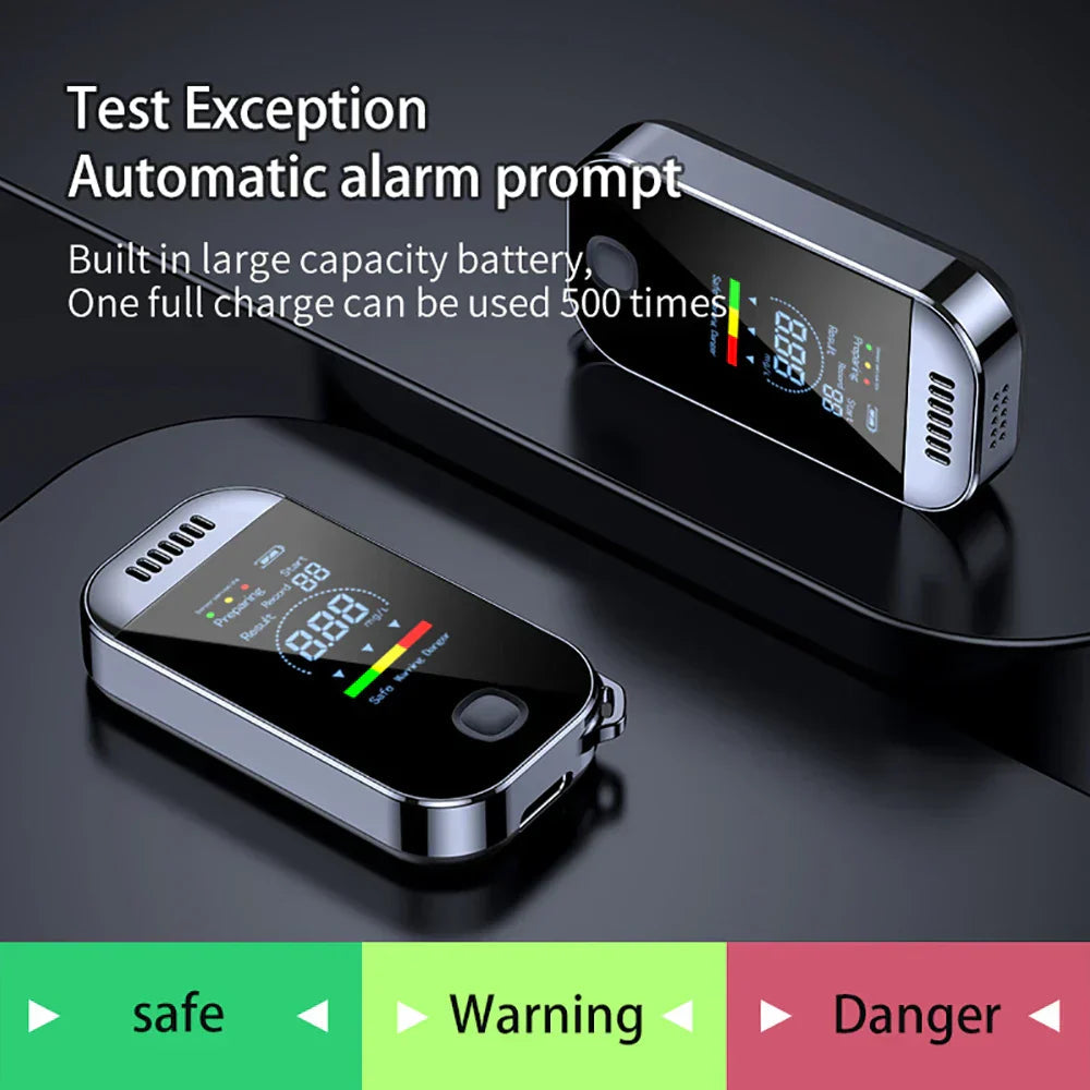 Compact Digital Breathalyzer Keychain with LCD Screen – USB Rechargeable Alcohol Tester for Accurate Measurements