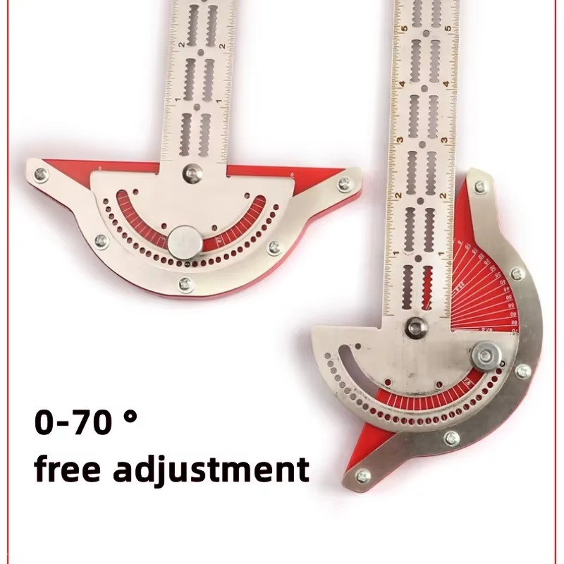 Precision Stainless Steel Carpenter's Protractor and Edge Ruler