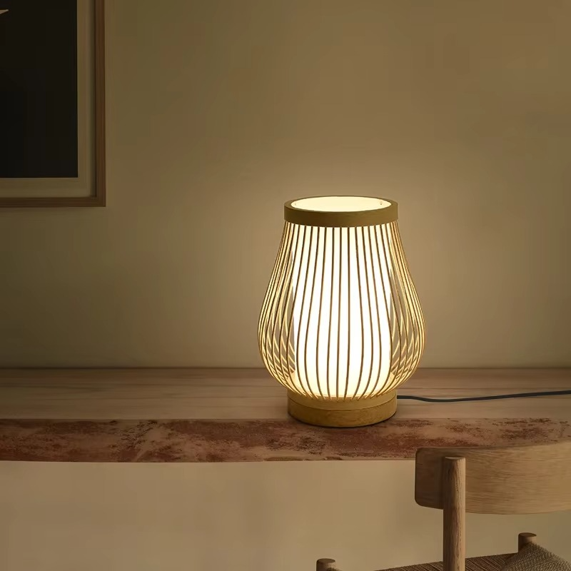 Zen-Inspired Bamboo Table Lamp for Bedroom and Living Room