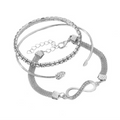 Elegant Rhinestone Heart & Infinity Bracelet Set for Women - 3 Pieces