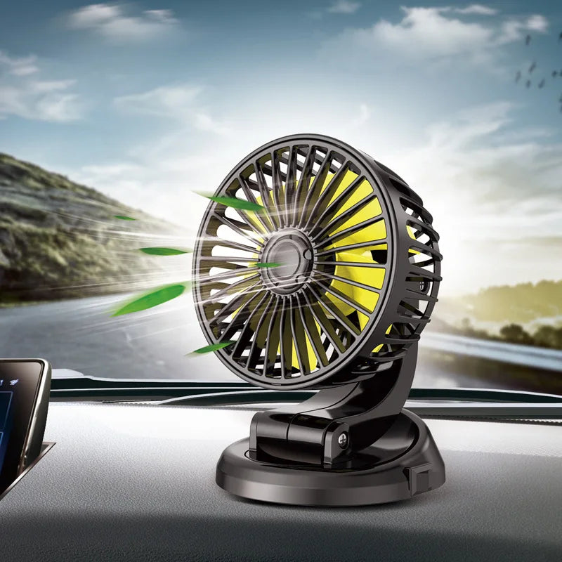 Ventoro Auto Fan 12V/24V/5V | USB or Cigarette Lighter | Rotatable & Compact | For Car, Truck, SUV, Motorhome & Office