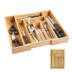Bambusio cutlery tray made of bamboo | Expandable 32–52 cm | 6–8 compartments | Sustainable drawer insert for kitchen, bathroom & office