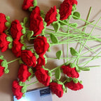 Hand-knitted rose bouquet