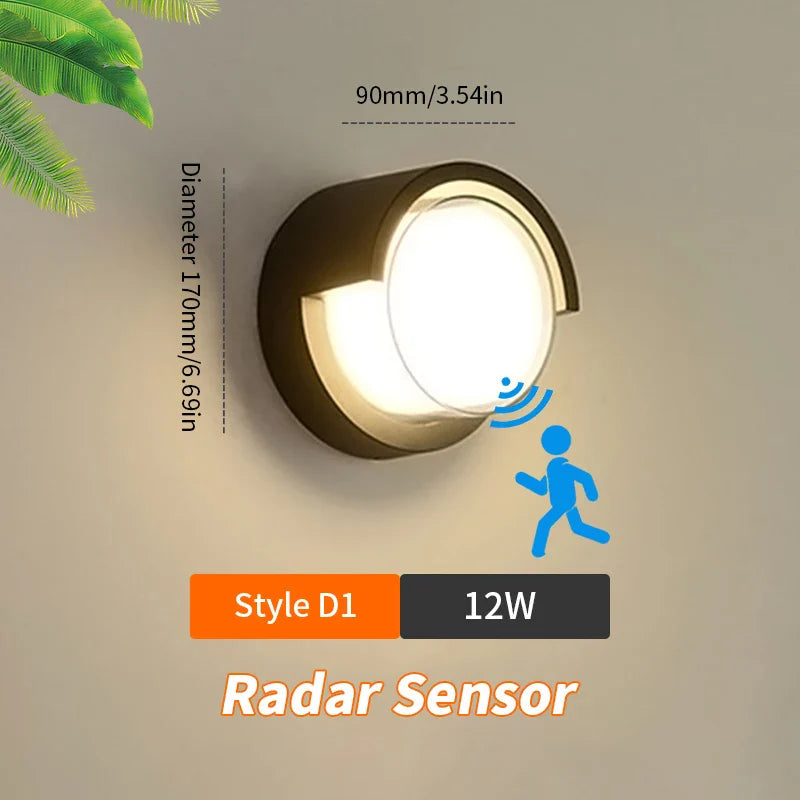 LED Wall Light LumoGuard | With Radar Motion Sensor | 6W/12W | Warm & Cold White | IP66 Waterproof
