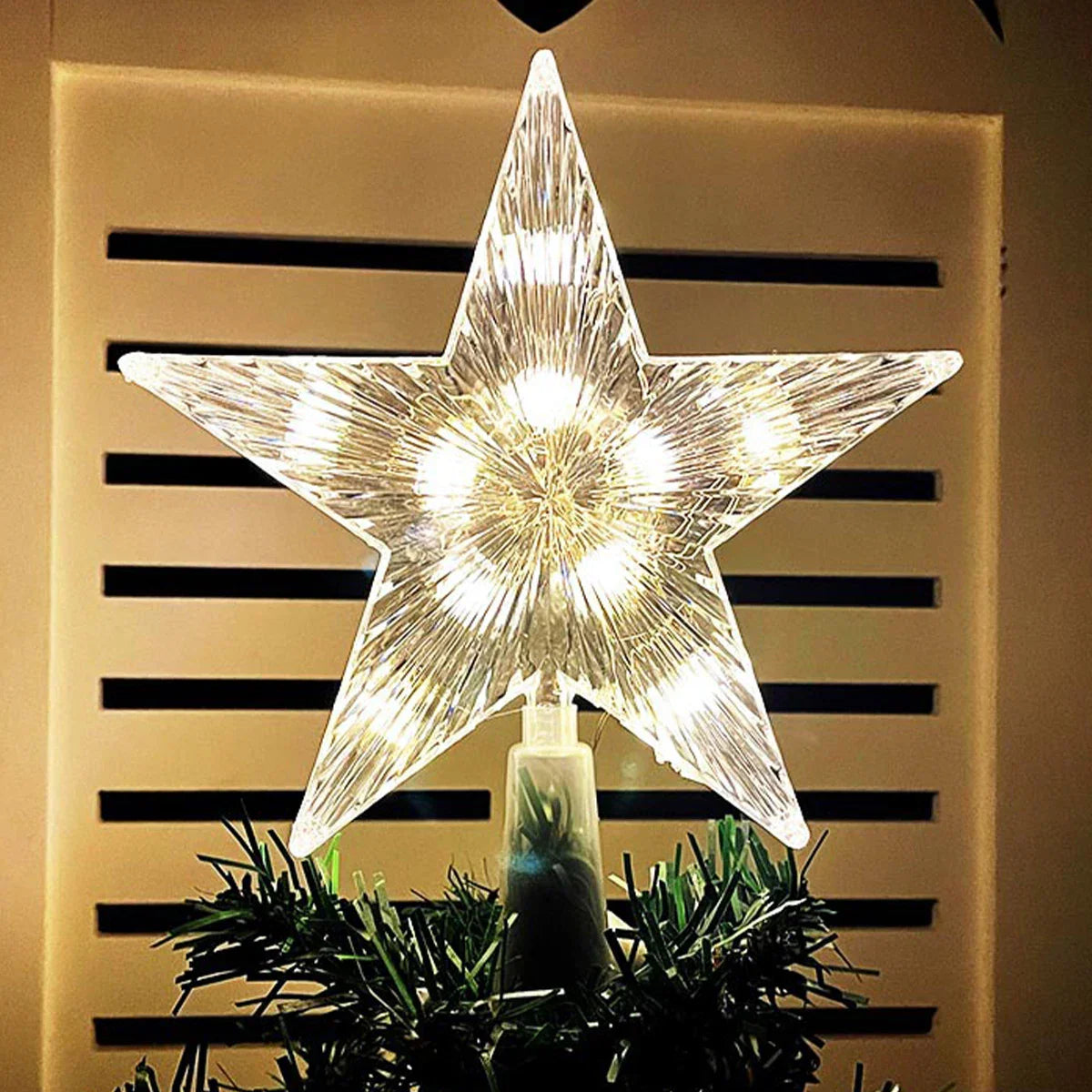 Bright Christmas Star – LED Illuminated Tree Topper for Christmas Tree, Sparkling Christmas Decoration for Festive Lighting and Elegant Decor