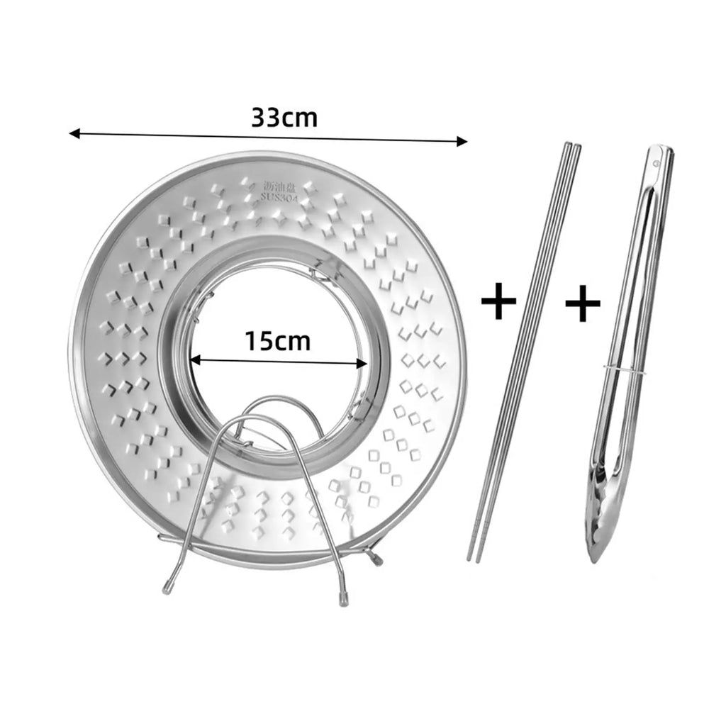 Splashproof Frying Oil Filter Tray Kitchen Strainer Rack
