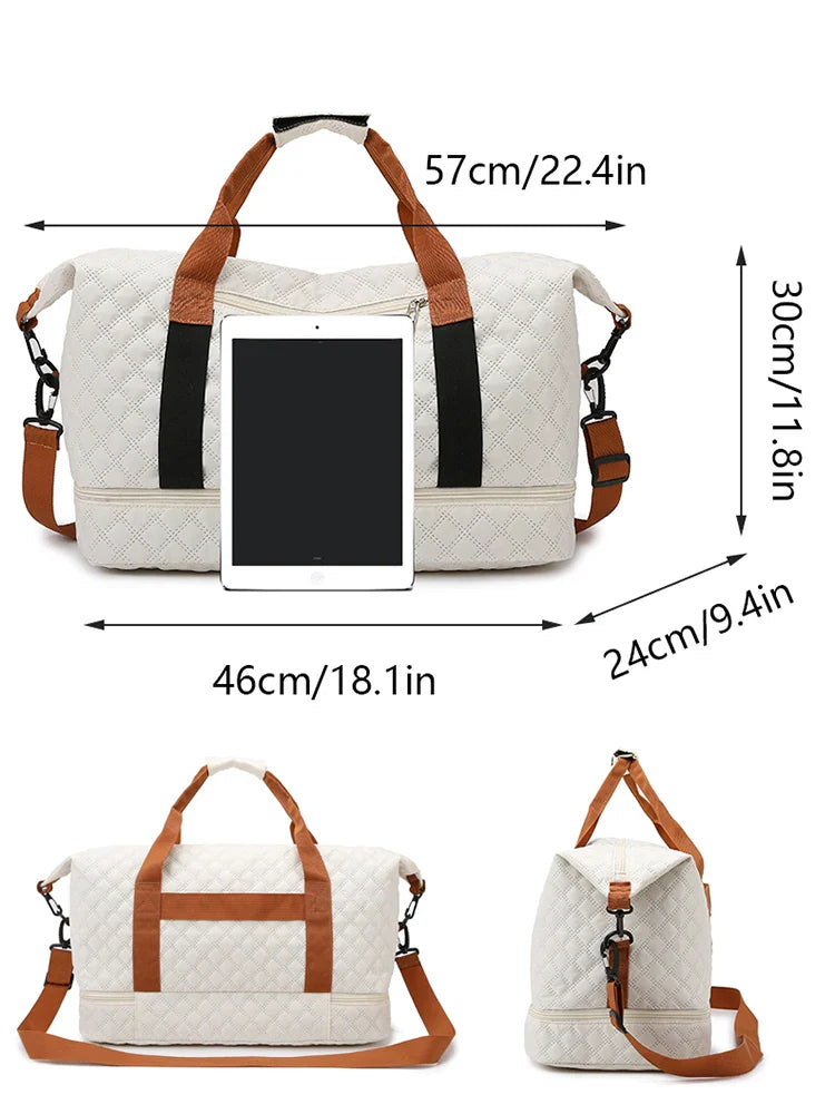 Travessia Travel Bag with Shoe Compartment | Large Capacity & Argyle Design | Nylon Weekender for Sports, Short Trips & Everyday Use