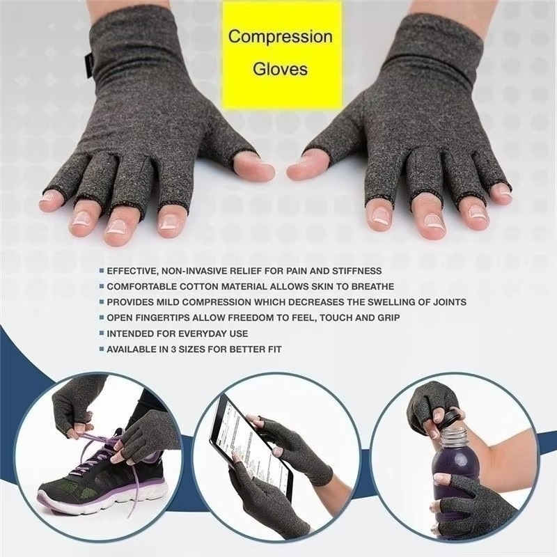 Compression Arthritis Gloves Fingerless Wrist Support for Hand Pain Relief and Fitness