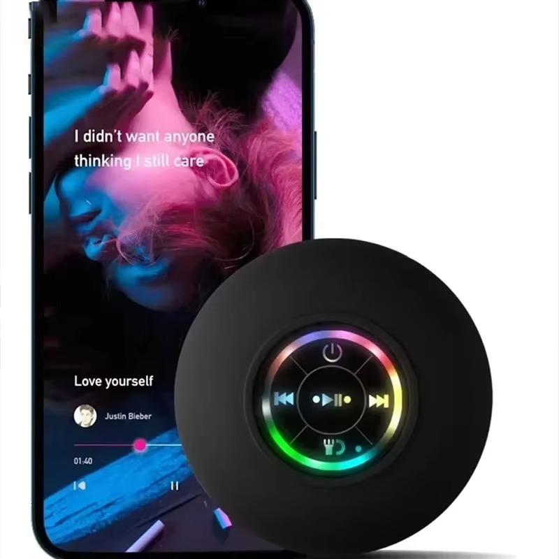 Waterproof Portable Bluetooth Speaker with LED Lights and Suction Cup
