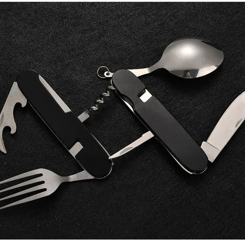 OutdoGear 4-in-1 Folding Cutlery | Compact & Multifunctional | Stainless Steel