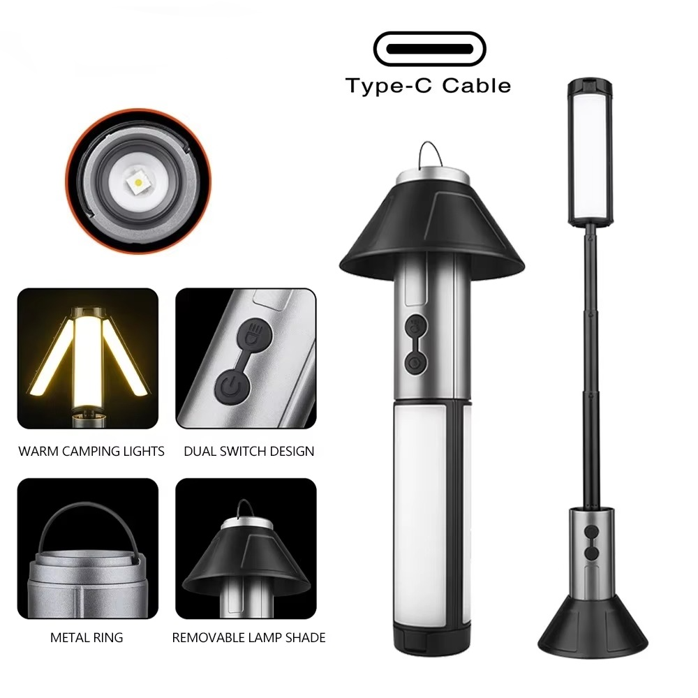 Rechargeable 2-in-1 Telescoping Camping Lantern & Flashlight with Hook