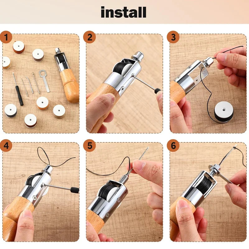Leather Sewing Kit | Hand Sewing Machine & Accessories | Waxed Thread & Tools | For Leather Craft & Repairs